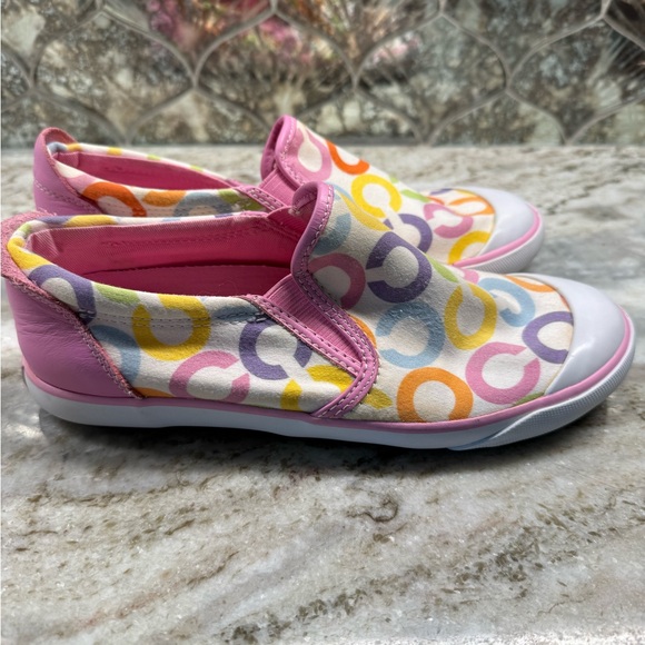 Coach signature monogram BEALE slip on canvas sneakers with Pink Trim 6.5 - Picture 3 of 8